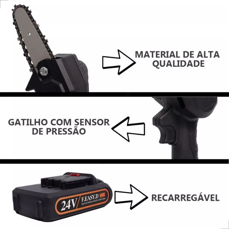 Mini Motosserra Bateria Recarregável